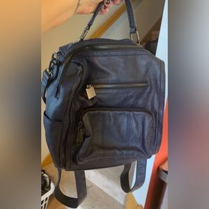 Navy and black backpack purse
